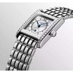 Srebrny zegarek damski na bransolecie Longines