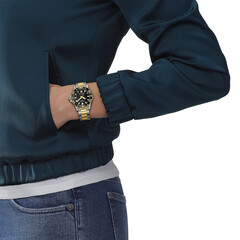 Srebrno-złoty zegarek damski sportowy Tissot Seastar 1000