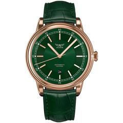 Zegarek męski na zielonym pasku skórzanym Aviator