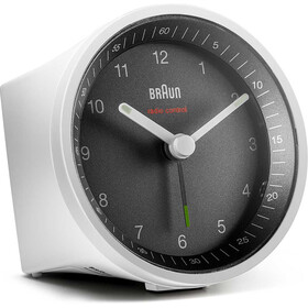 Budzik Braun BC07WB-DCF w kolorze białym z czarną tarczą