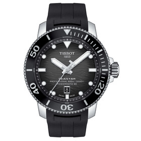Zegarek nurkowy Tissot Seastar 2000 Professional z czarną tarczą na pasku gumowym