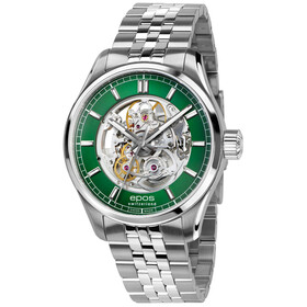 Męski zegarek szkieletowy Epos z zieloną tarczą