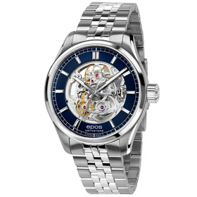 Zegarek męski szkieletowy z niebieską tarczą Epos
