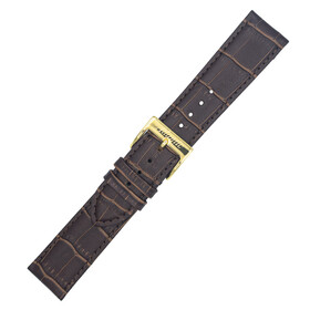 Skórzany pasek Atlantic. Pozłacana klamerka i wzór aligatora.