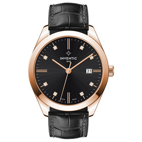 Pozłacany zegarek z kryształkami na tarczy Inventic