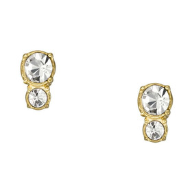 Pozłacane kolczyki sztyfty z kryształkami Fossil