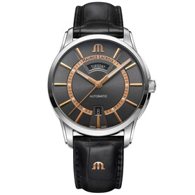 Zegarek męski Maurice Lacroix Pontos Day Date PT6358-SS001-333-2 z szarą tarczą