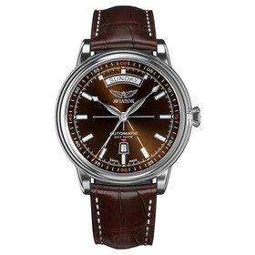 Duży zegarek męski z datownikiem i dniem tygodnia Aviator