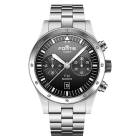 Męski zegarek Fortis Flieger F-43 Bicompax Black