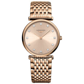 Zegarek damski różowozłoty z diamentami Longines