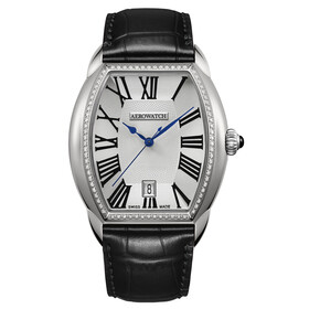 Zegarek z diamentami i skórzanym paskiem Aerowatch