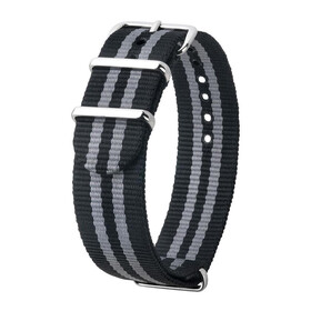 Pasek NATO czarny z szarymi pasami Hirsch Rush