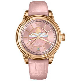 Damski pozłacany zegarek Aviator na skórzanym pasku