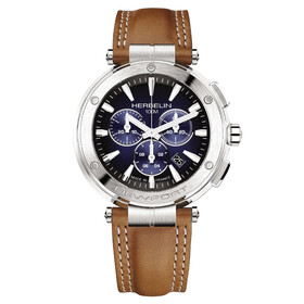 Stalowy okrągły zegarek męski na skórzanym pasku