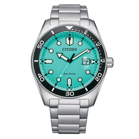 Zegarek nurkowy Citizen Marine AW1760-81W z turkusową tarczą
