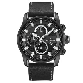 Męski zegarek sportowy Delbana na skórzanym pasku