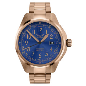 Pozłacany zegarek męski Aviator na bransolecie