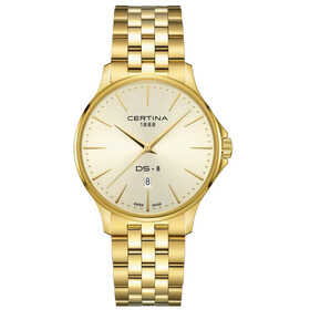 Pozłacany zegarek męski Certina na bransolecie