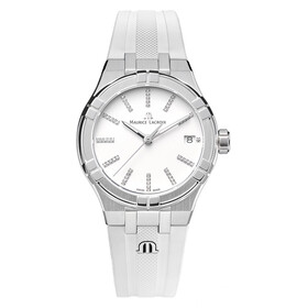 Zegarek damski Maurice Lacroix Aikon Quartz AI1106-SS000-150-7 z białym paskiem gumowym