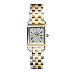 Prostokątny srebrno-złoty zegarek damski Herbelin