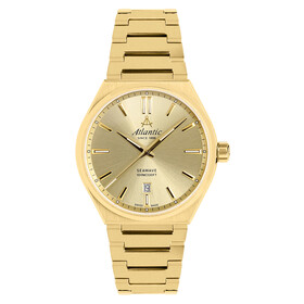 Pozłacany zegarek męski Atlantic na bransolecie