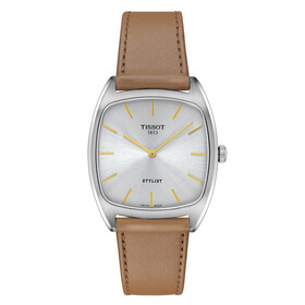 Kwadratowy zegarek Tissot Stylist na pasku skórzanym