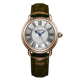 Pozłacany zegarek damski Aerowatch na skórzanym pasku