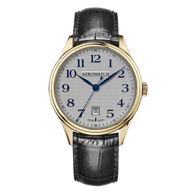 Pozłacany zegarek damski Aerowatch na pasku skórzanym