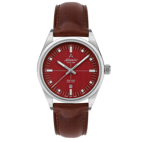 Klasyczny zegarek męski Atlantic z brązowym paskiem skórzanym