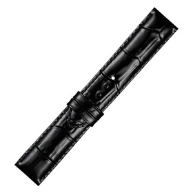 Lakierowany pasek do zegarka Tissot, 19 mm czarny bez zapięcia