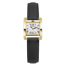 Pozłacany zegarek damski Herbelin z czarnym paskiem skórzanym