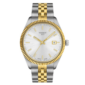 Męski srebrno-złoty zegarek Tissot ze srebrną tarczą