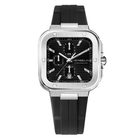 Kwadratowy zegarek męski Herbelin Cap Camarat na czarnym pasku gumowym FKM