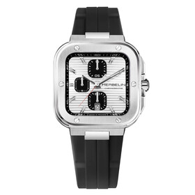 Kwadratowy zegarek męski Herbelin Cap Camarat na czarnym pasku gumowym FKM