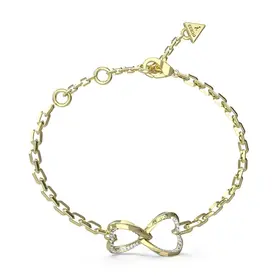 Pozłacana bransoletka ze splecionymi sercami Guess