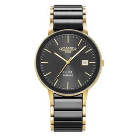 Elegancki, złoto-czarny zegarek męski Roamer C-Line na bransolecie
