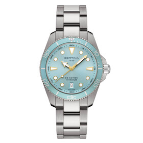 Tytanowy zegarek męski Certina DS Action Titanium Diver z jasnoniebieską tarczą