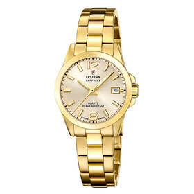 Damski zegarek pozłacany Festina Swiss Made na bransolecie