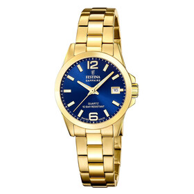 Damski zegarek pozłacany Festina Swiss Made na bransolecie