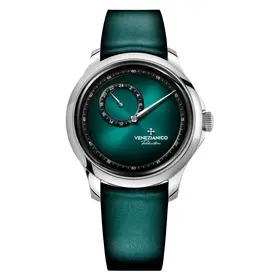 Elegancki zegarek męski na zielonym pasku skórzanym Venezianico Green