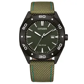 Męski zegarek Citizen Active Sports BM7635-01X z zieloną tarczą