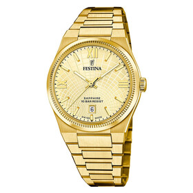 Pozłacany zegarek męski Festina Rive Swiss Made na bransolecie