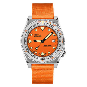 Nurkowy zegarek męski DOXA SUB na pomarańczowym pasku NATO