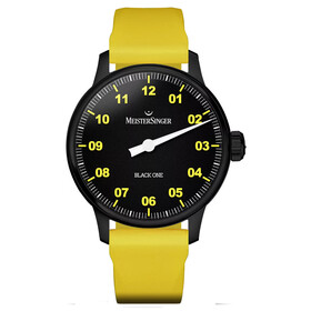 Limitowany zegarek męski MeisterSinger Edition Black One na żółtym pasku gumowym