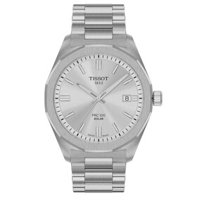 Męski zegarek solarny Tissot PRC 100 ze srebrną tarczą