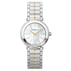 Elegancki zegarek damski z tarczą z masy perłowej i złoconymi wskazówkami