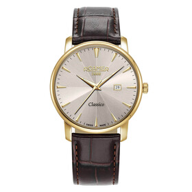 Męski zegarek pozłacany Roamer Classico na pasku skórzanym