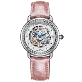 Zegarek damski Aerowatch 1942 Lady Automatic Skeleton A 60960 AA18 DIA z diamentami na kopercie