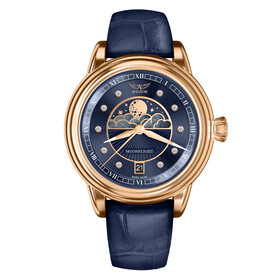 Pozłacany zegarek damski Aviator z diamentami