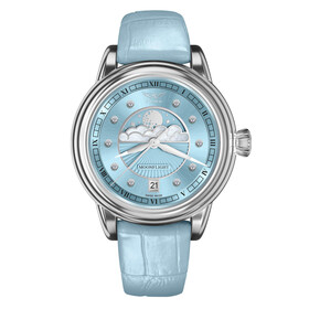 Damski zegarek Aviator Moonflight Diamond Edition na skórzanym pasku